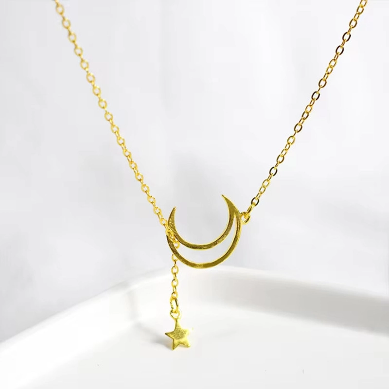 Product image KAHASIL - Kalung Titanium Wanita Anti Karat dan Luntur Tali Rantai Motif Bulan Bintang KH022 all variant GOLD